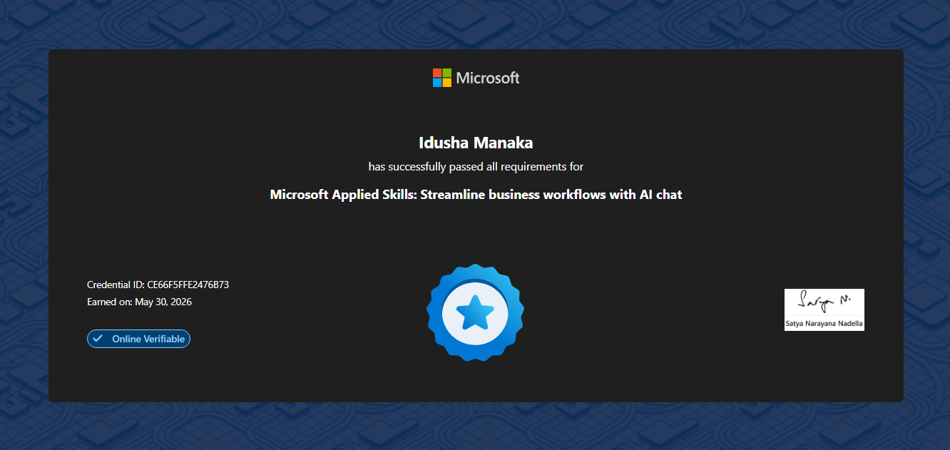 Microsoft Applied Skills: Streamline business workflows with AI chat